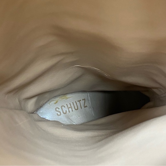 Schutz Maryana Military Green Crocodile Embossed Leather Tall Heeled Boot 5B - Picture 13 of 15